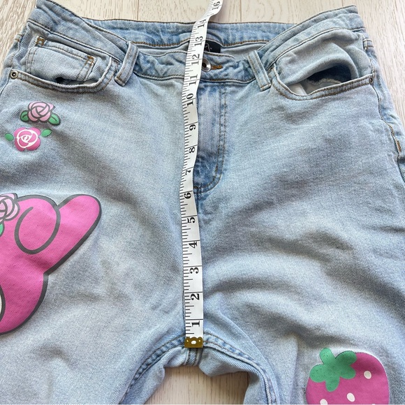 Sanrio My Melody Strawberry Lightwash Denim Straight Leg Jeans Kidcore Kawaii - Picture 14 of 16